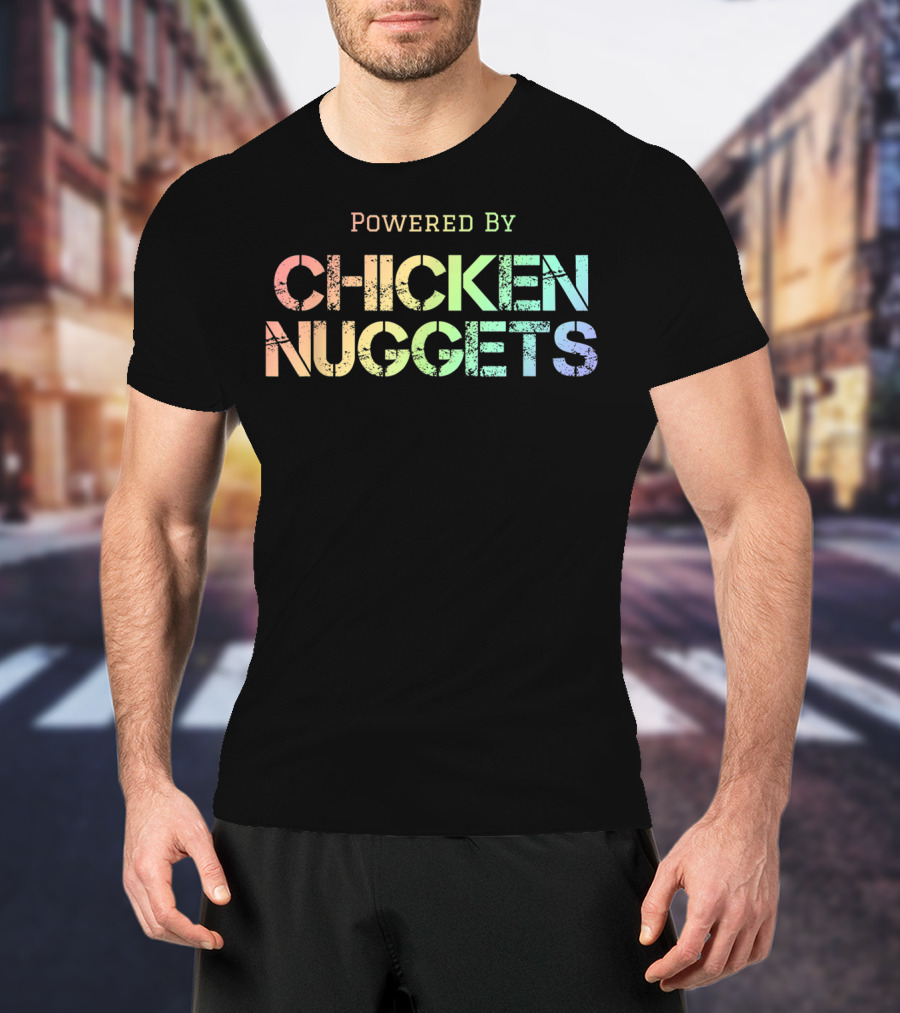 Powered By Chicken Nuggets Rainbow T-Shirt