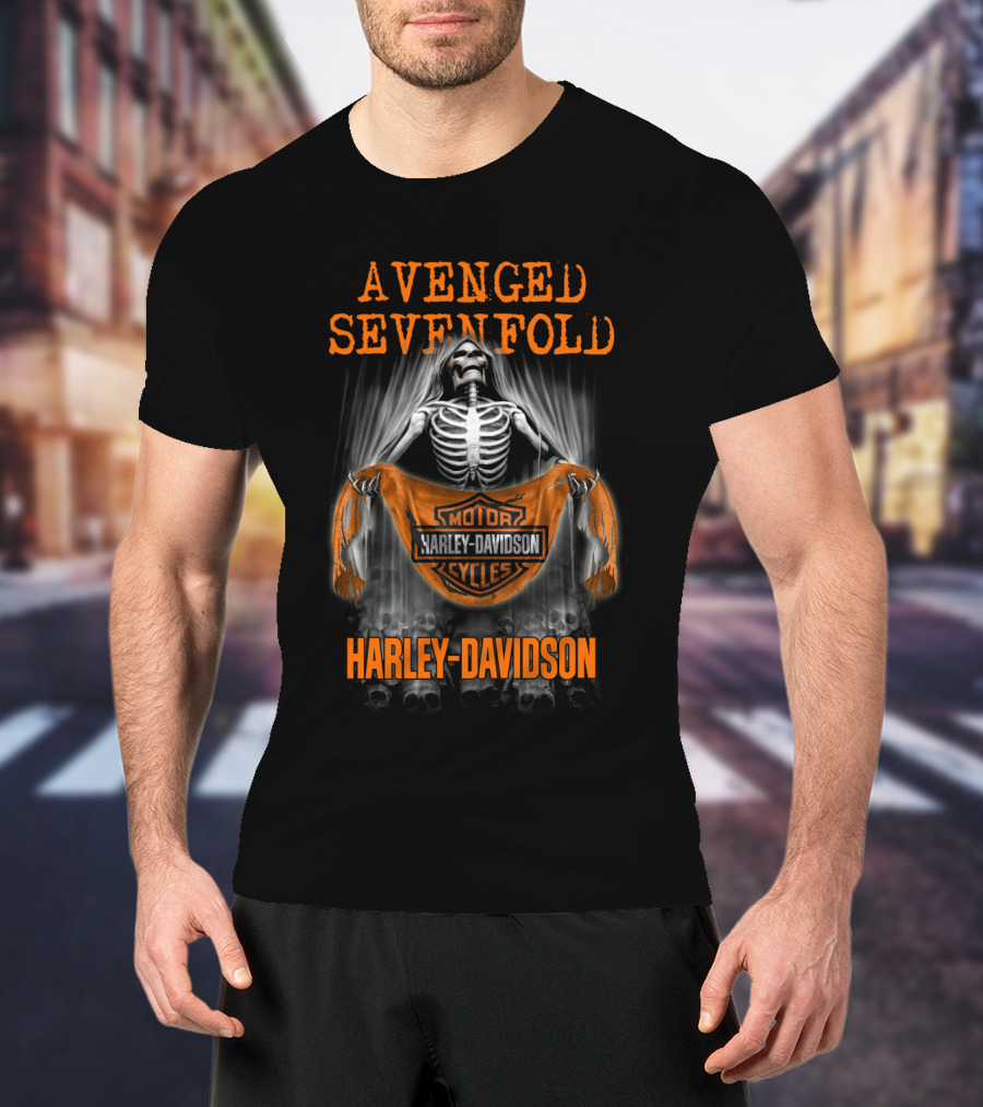 Avenged Sevenfold Harley Davidson Skeleton Motorcycles T-Shirt
