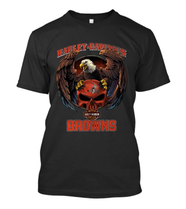 Harley Davidson Cleveland Browns Skull Eagle Nfl Helmet T-Shirt