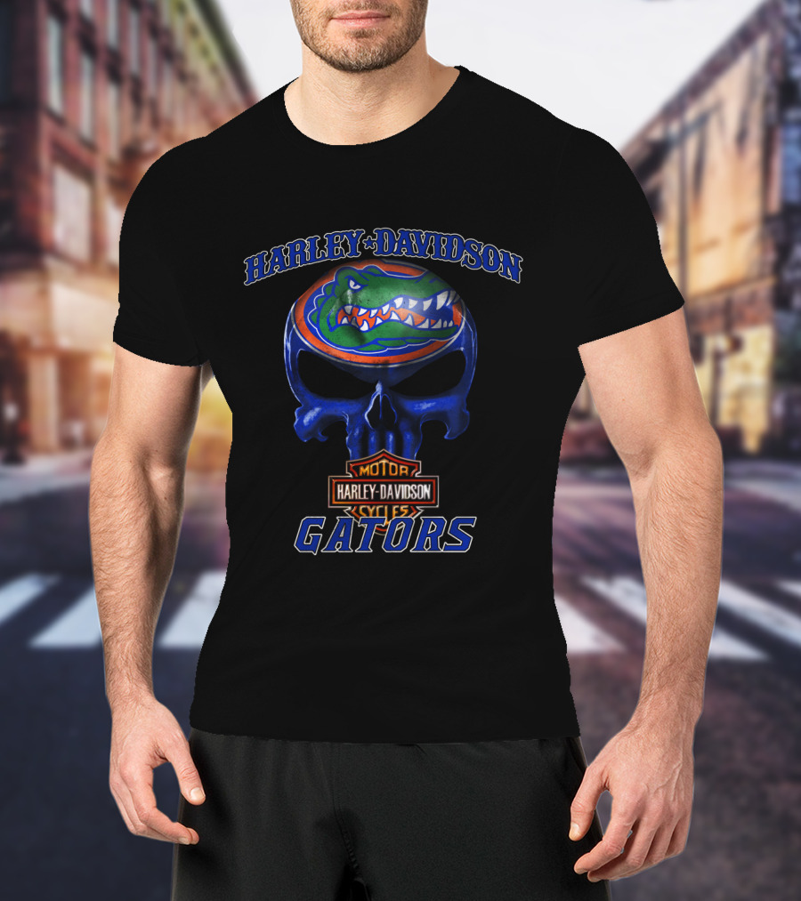 Harley Davidson Gators Skull Florida T-Shirt