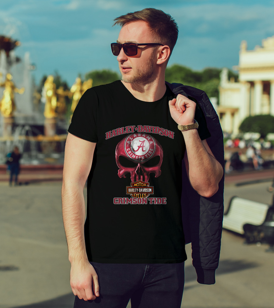 Harley Davidson Alabama Crimson Tide Skull T-Shirt