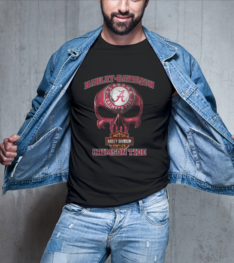 Harley Davidson Alabama Crimson Tide Skull T-Shirt