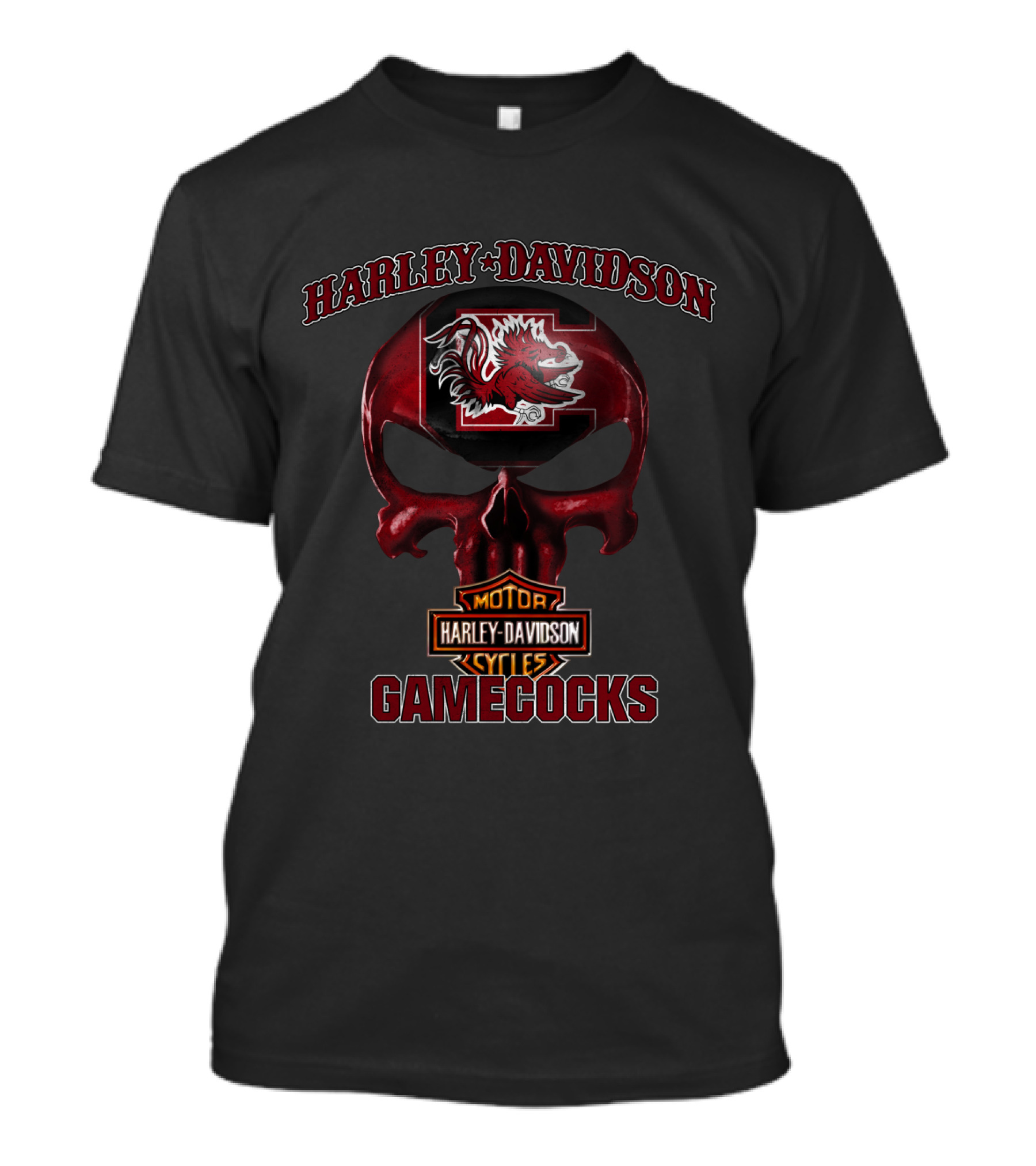 Harley Davidson South Carolina Gamecocks Skull Motorcycles T-Shirt