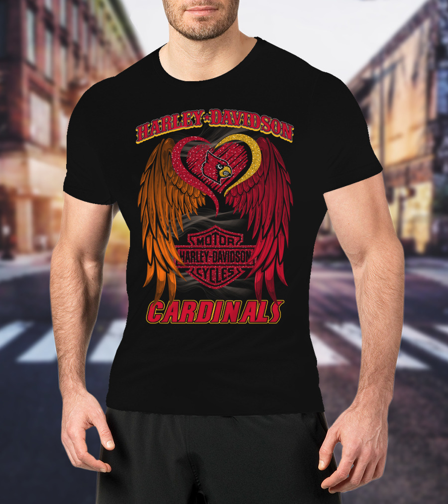 Harley Davidson Ncaa Louisville Cardinals Winged Heart T-Shirt
