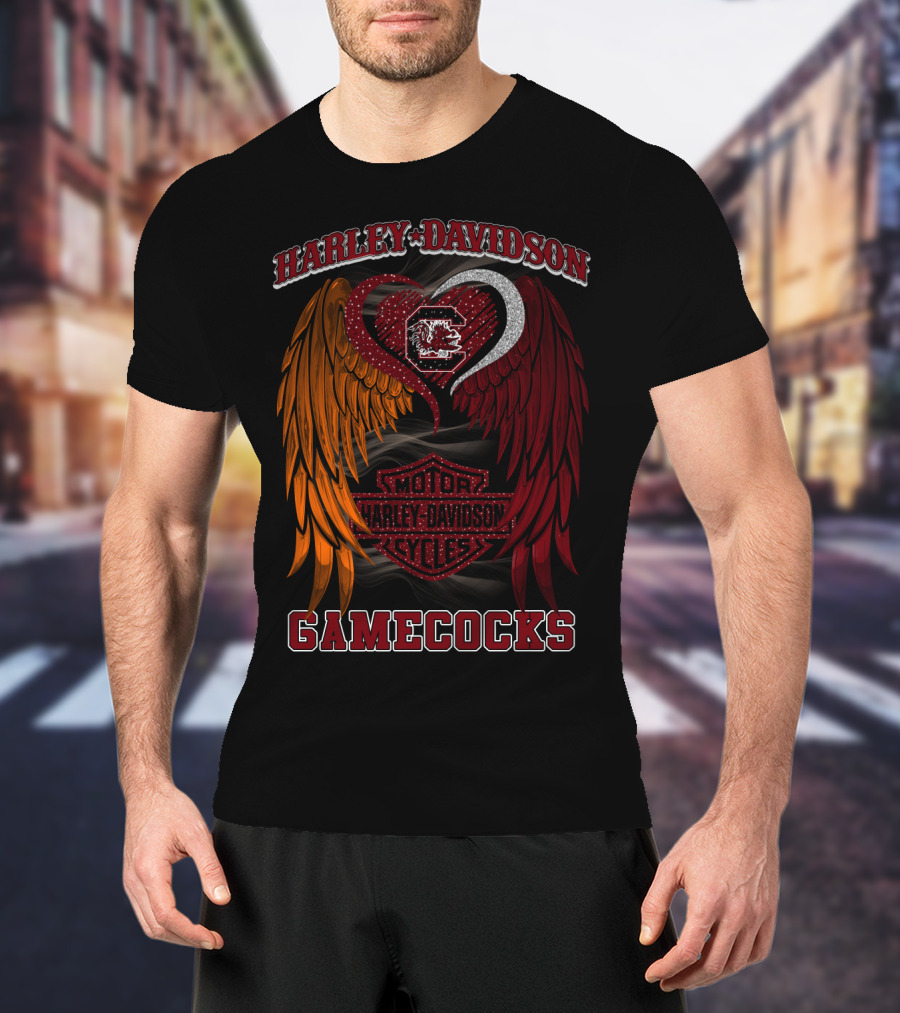Harley Davidson South Carolina Gamecocks Motorcycles Wings T-Shirt