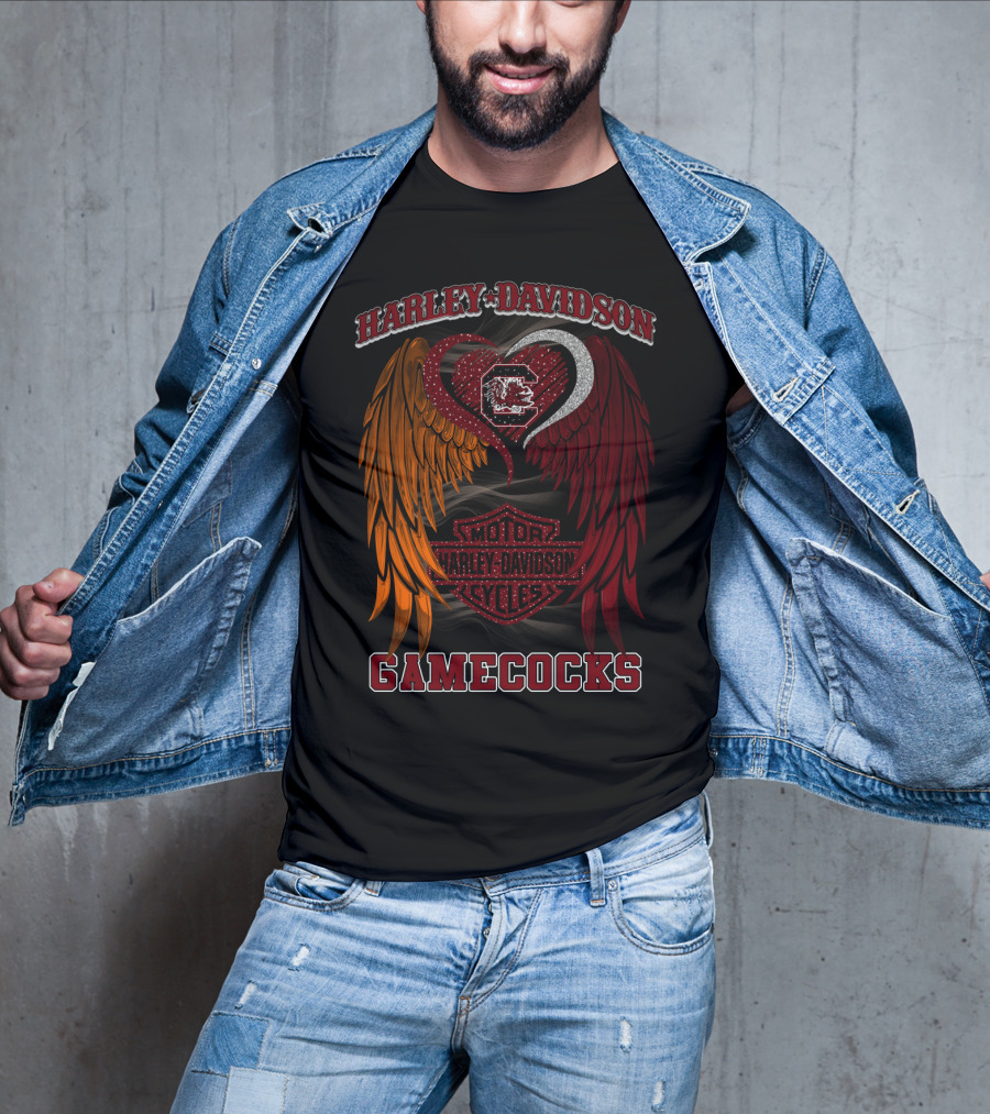 Harley Davidson South Carolina Gamecocks Motorcycles Wings T-Shirt