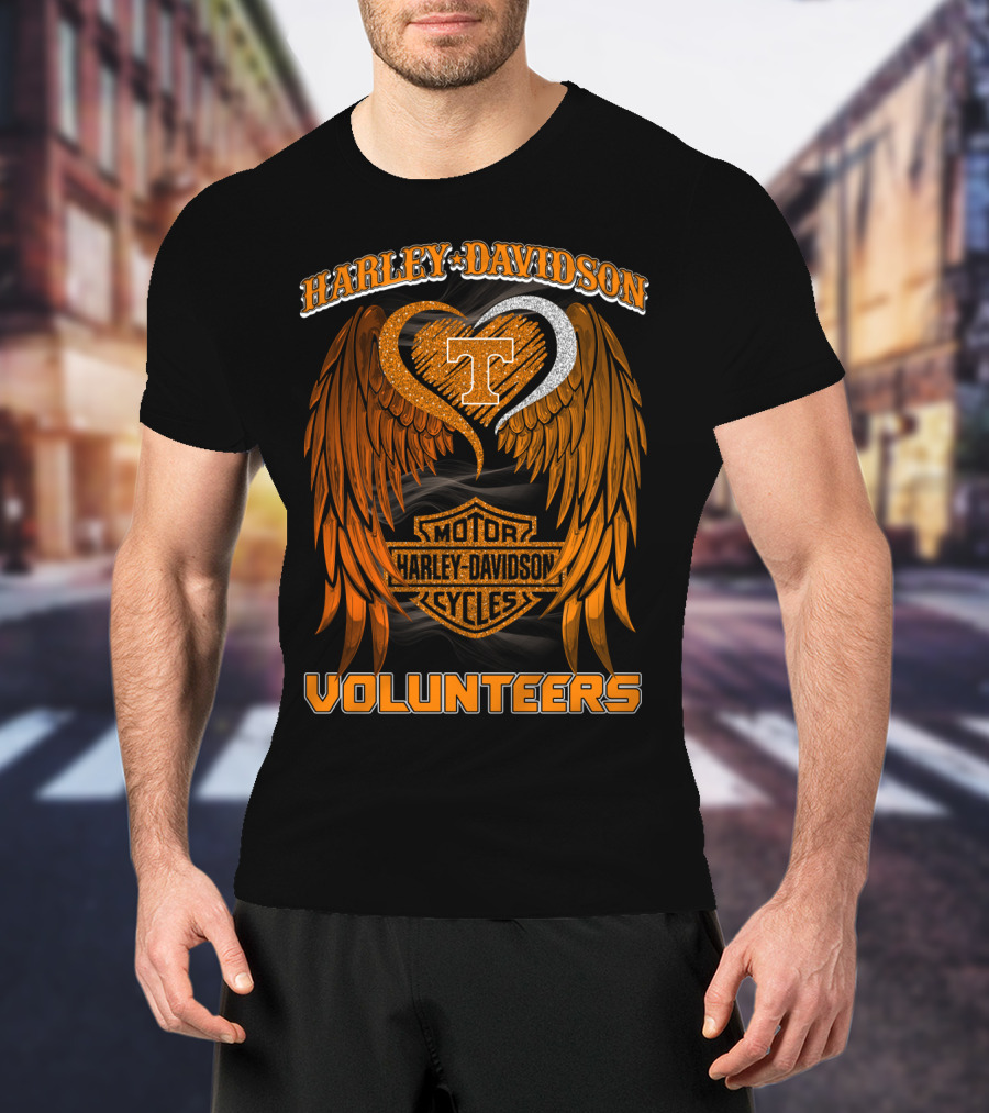 Harley Davidson Motor Cycles Tennessee Volunteers Wings T-Shirt