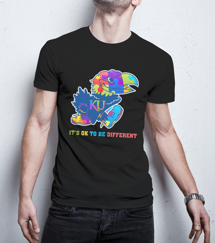 KU Jayhawks It's OK To Be Different Rainbow Mascot T-Shirt