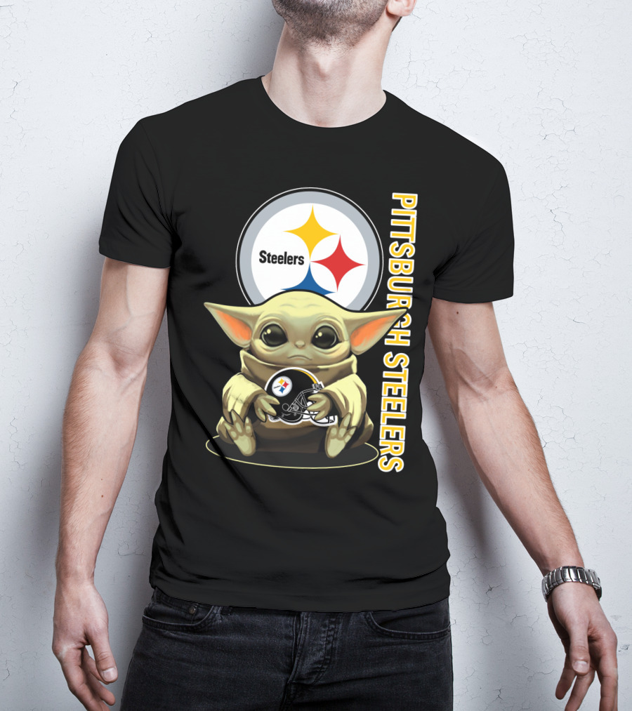 Pittsburgh Steelers Baby Yoda With Helmet T-Shirt