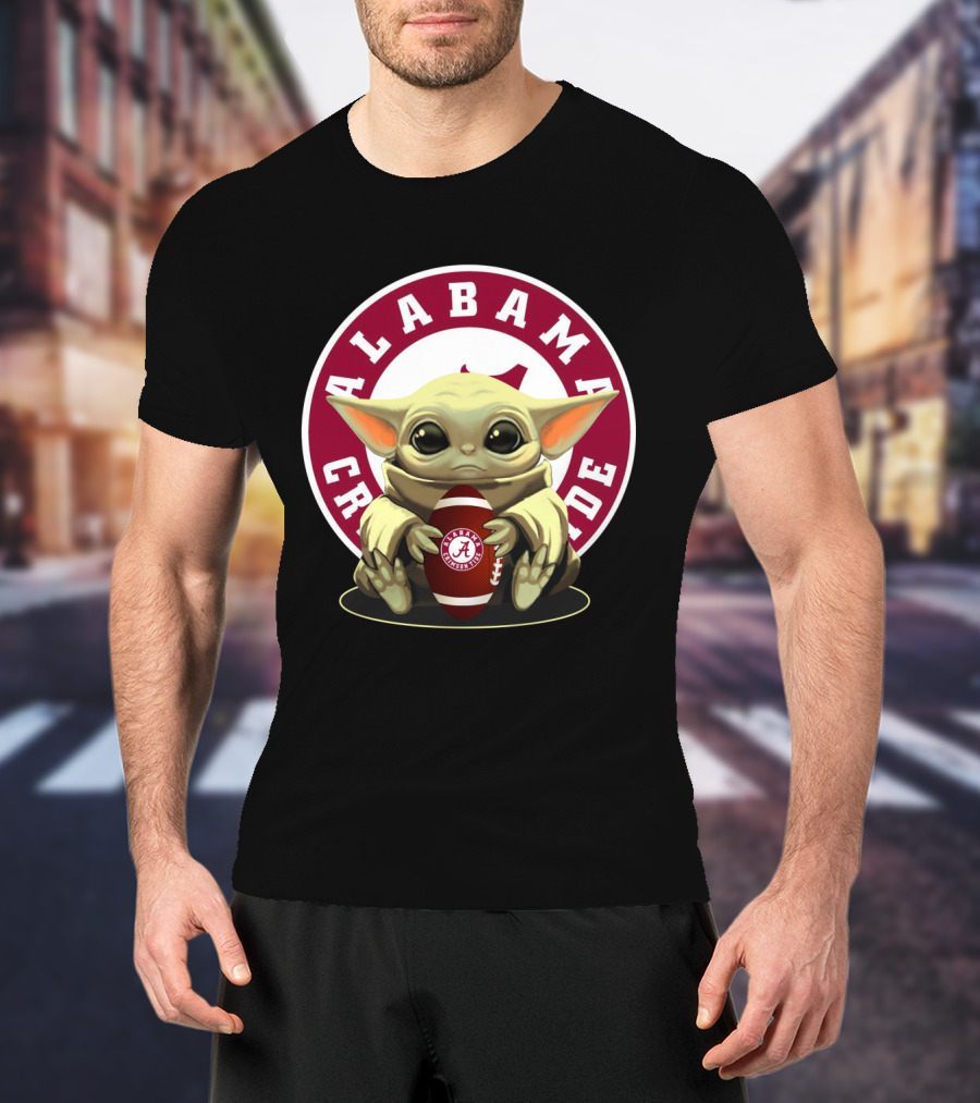 Alabama Crimson Tide Baby Yoda Football T-Shirt