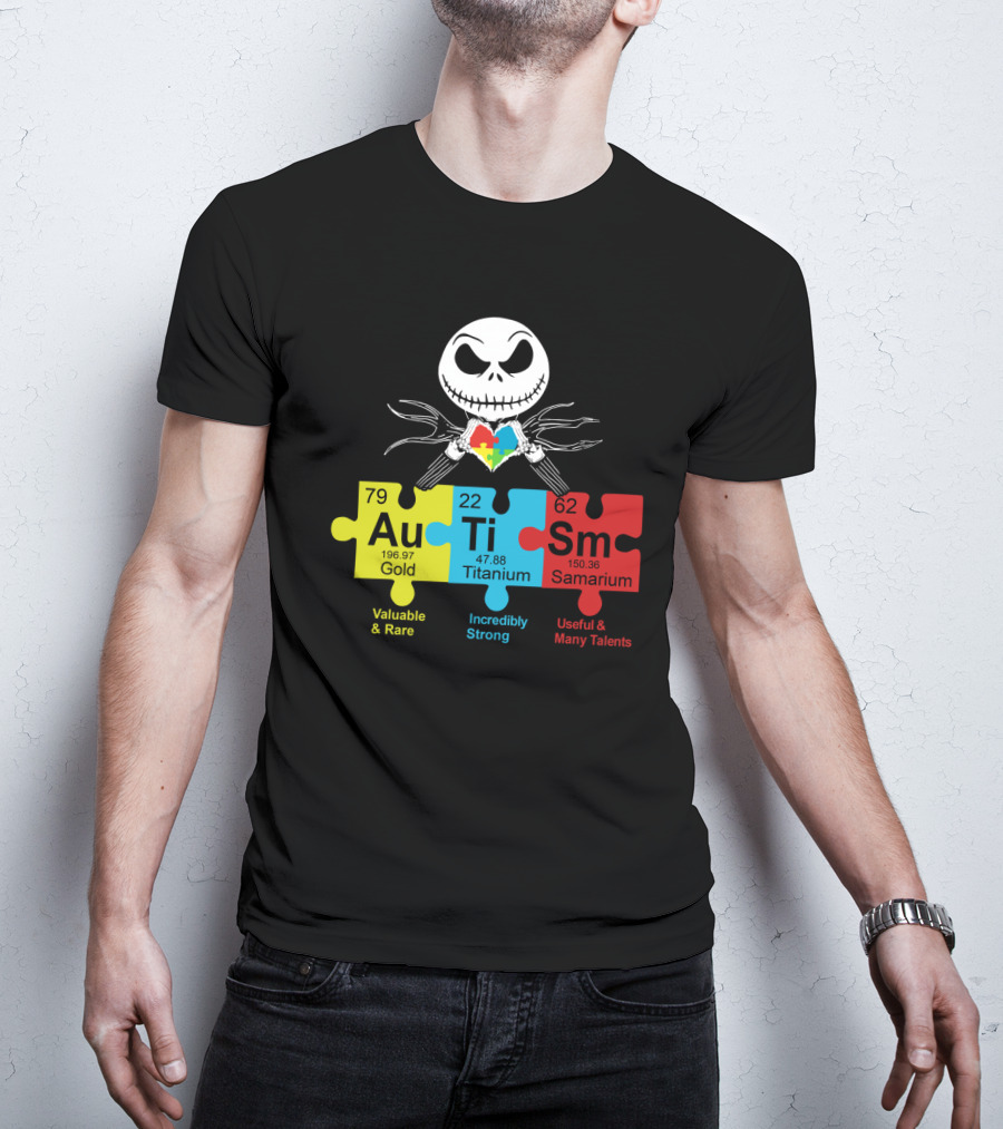 Autism Gold Titanium Samarium Jack Skellington Puzzle Elements T-Shirt