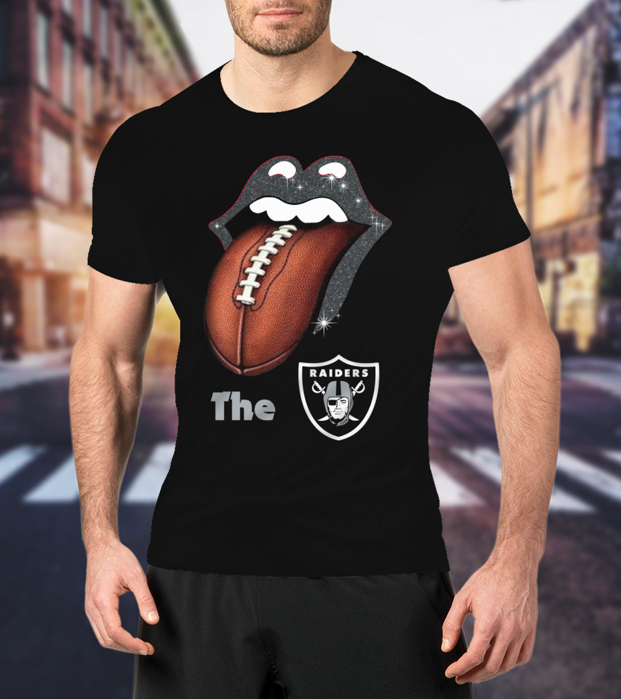 The Raiders Football Smile With Tongue And Shield T-Shirt