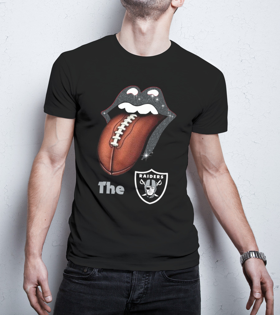 The Raiders Football Smile With Tongue And Shield T-Shirt