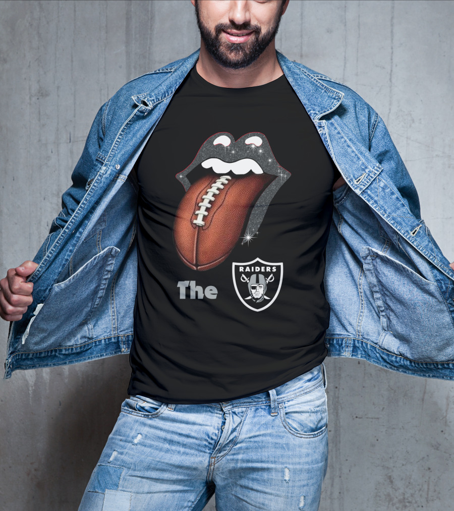 The Raiders Football Smile With Tongue And Shield T-Shirt