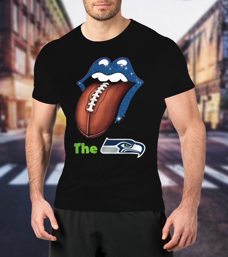 The Seahawks Sparkling Tongue With Football Smile T-Shirt