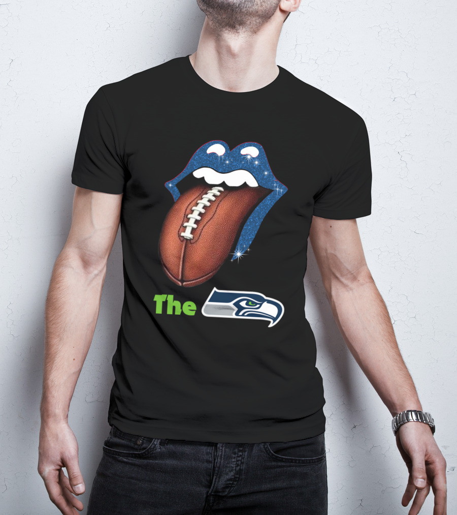 The Seahawks Sparkling Tongue With Football Smile T-Shirt
