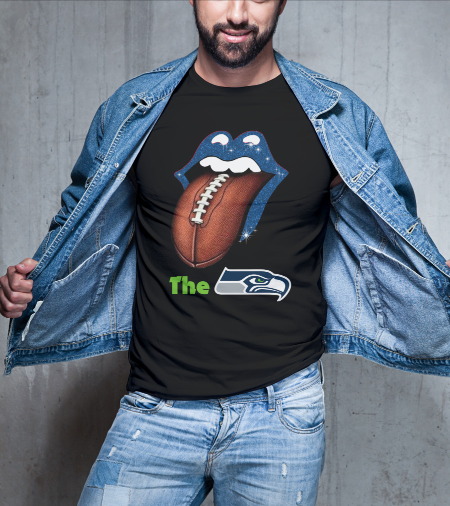 The Seahawks Sparkling Tongue With Football Smile T-Shirt