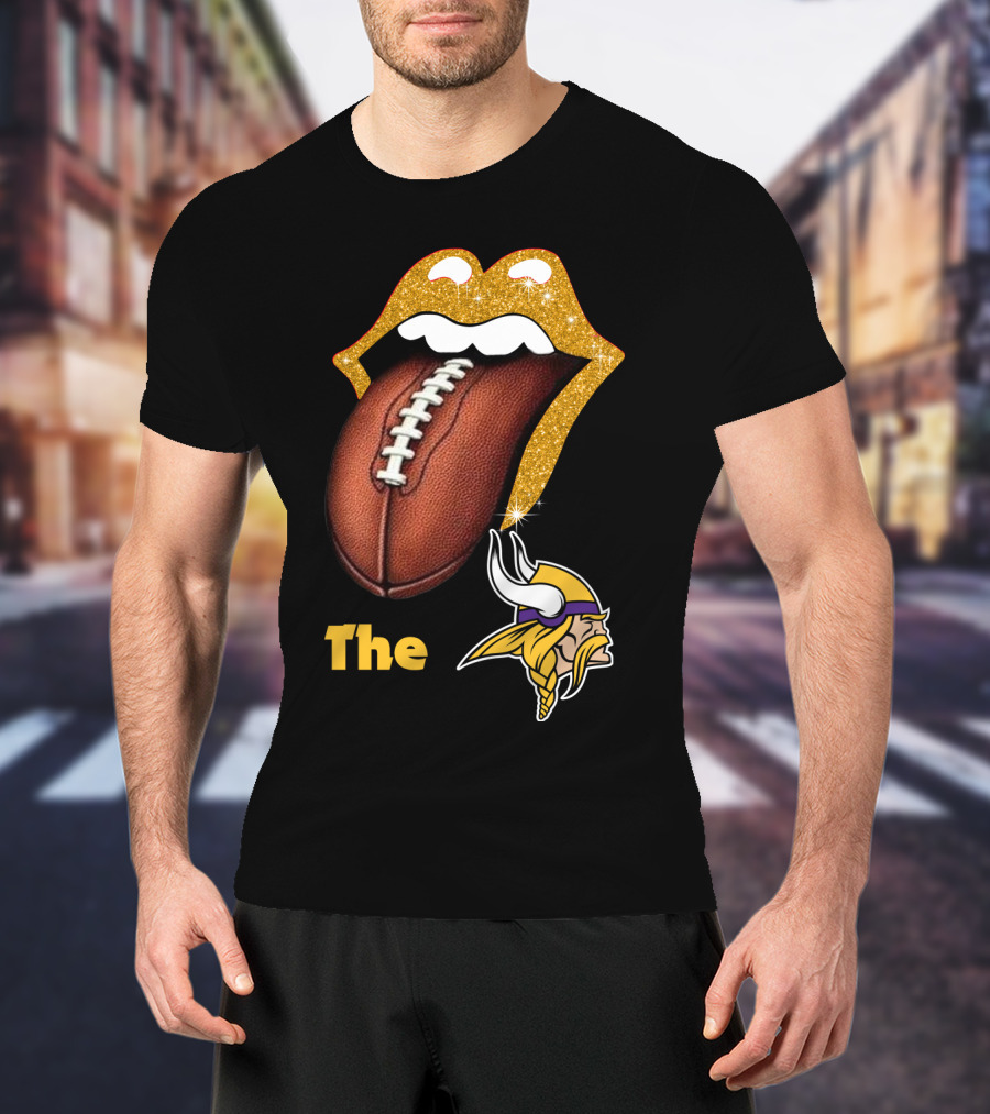The Smile Vikings Football Logo With Classic Tongue And Glitter Highlights T-Shirt