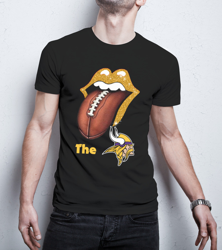 The Smile Vikings Football Logo With Classic Tongue And Glitter Highlights T-Shirt