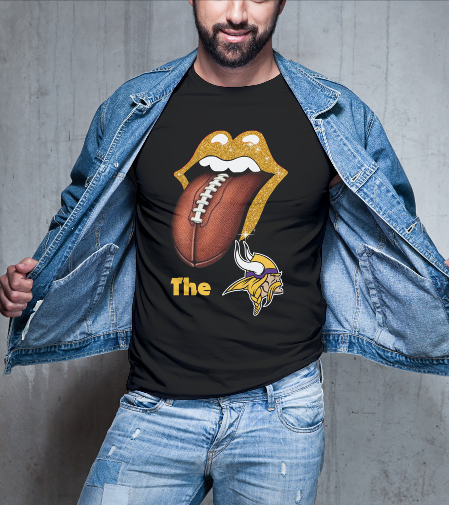 The Smile Vikings Football Logo With Classic Tongue And Glitter Highlights T-Shirt
