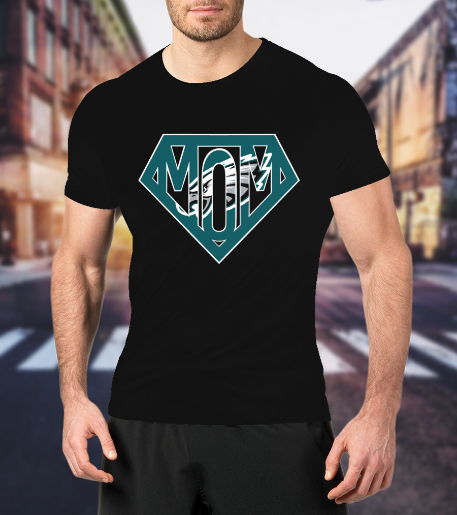 Super Mom Eagles Football Logo Tribute Iron Man Style T-Shirt