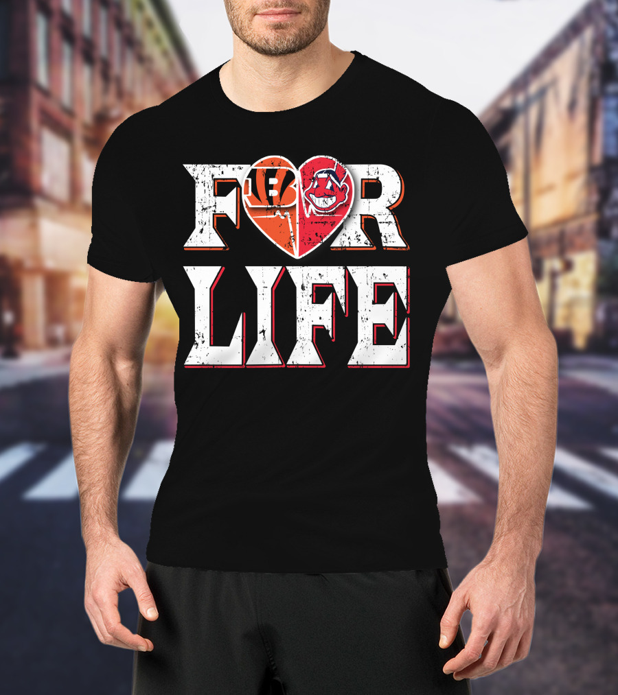 For Life Bengals Indians Heart T-Shirt