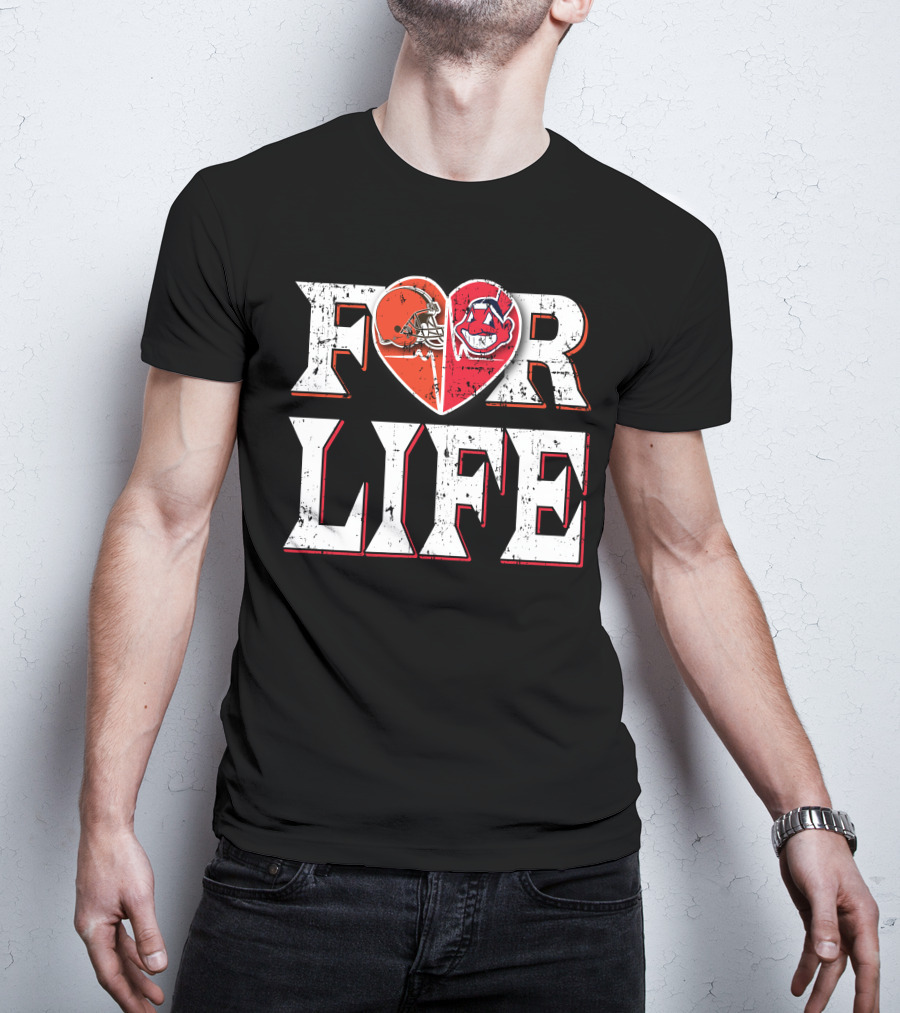 For Life Browns Indians Heart T-Shirt