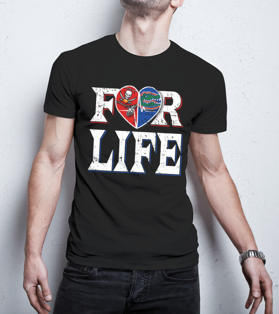 For Life Buccaneers Gators Heart Shape T-Shirt