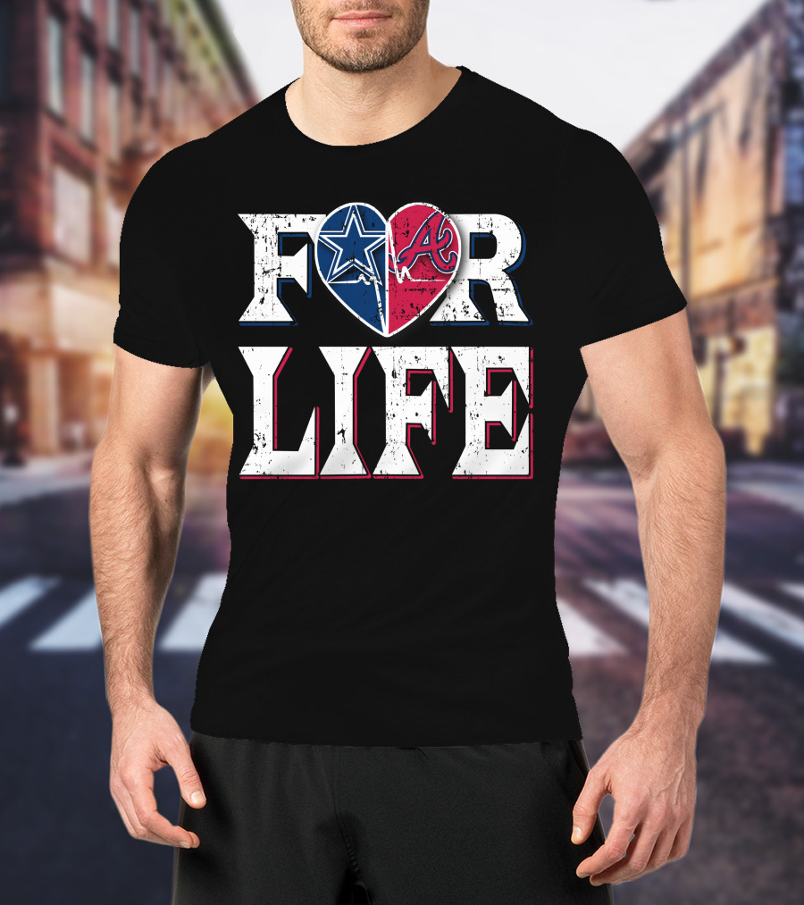 For Life Cowboys Braves Heart Logos T-Shirt