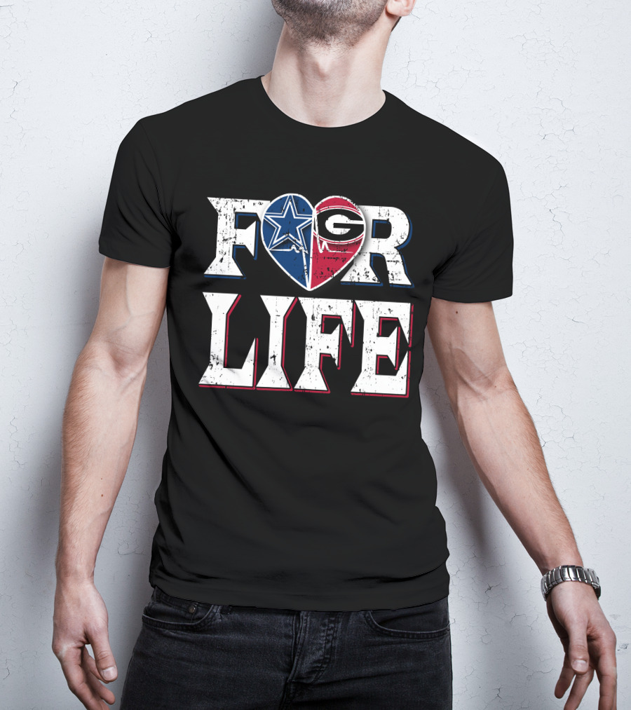 For Life Cowboys Georgia Bulldogs Heart Split T-Shirt