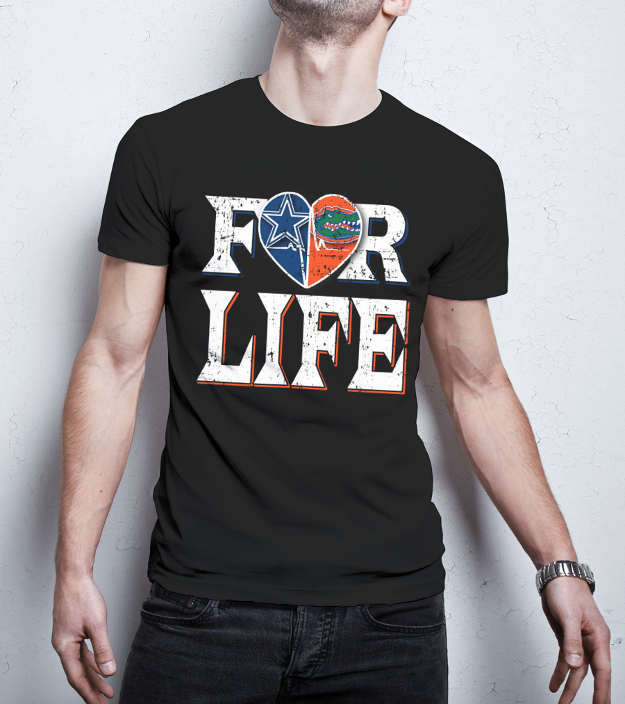 For Life Cowboys Gators Heart T-Shirt