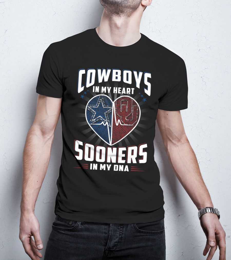 Cowboys In My Heart Sooners In My DNA T-Shirt