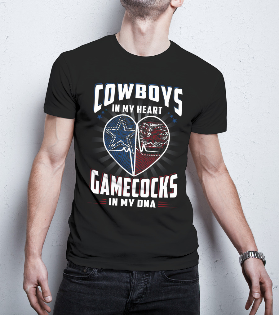 Cowboys IN My Heart Gamecocks IN My Dna T-Shirt