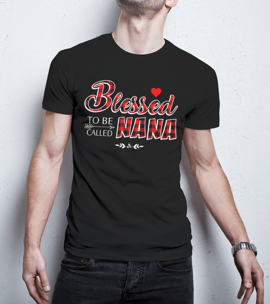 Blessed To Be Called Nana Buffalo Plaid Heart T-Shirt