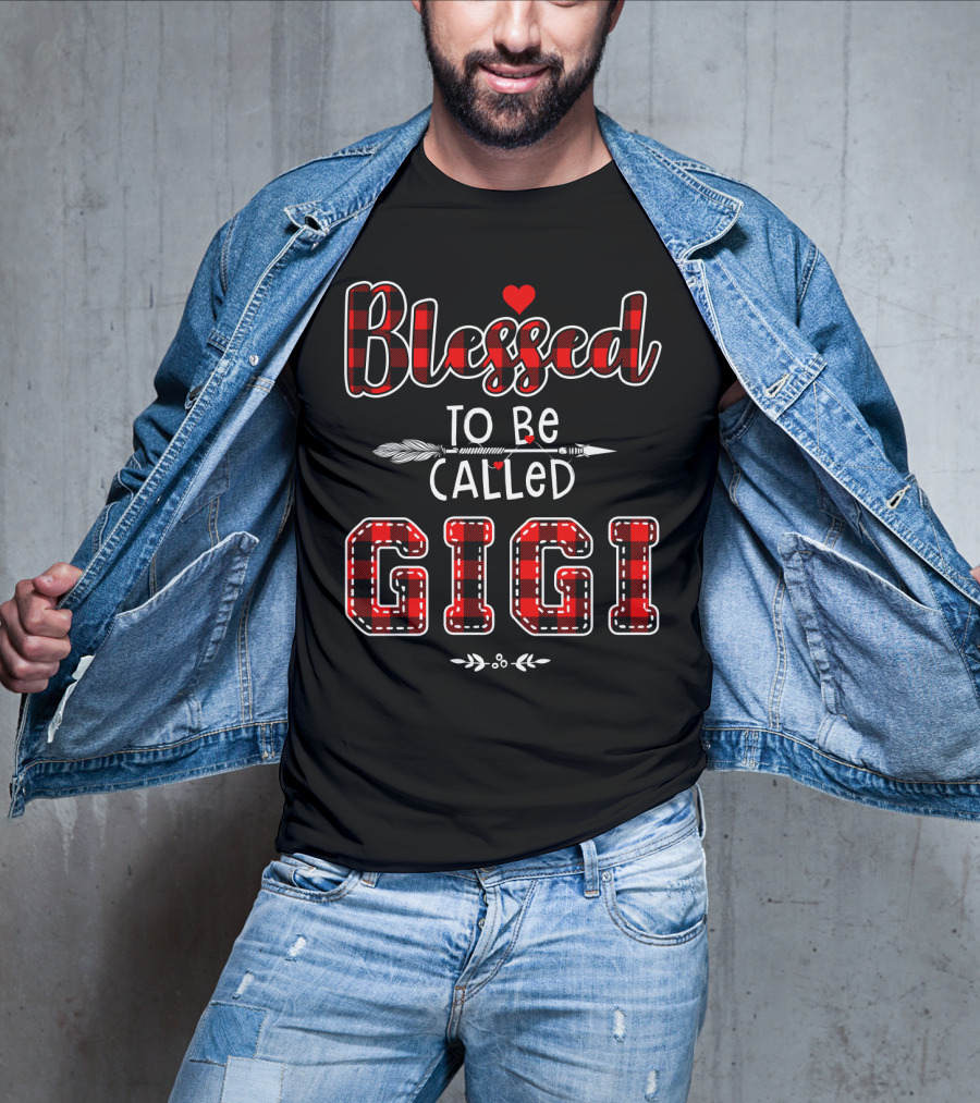 Blessed To Be Called Gigi Plaid Heart Arrow T-Shirt