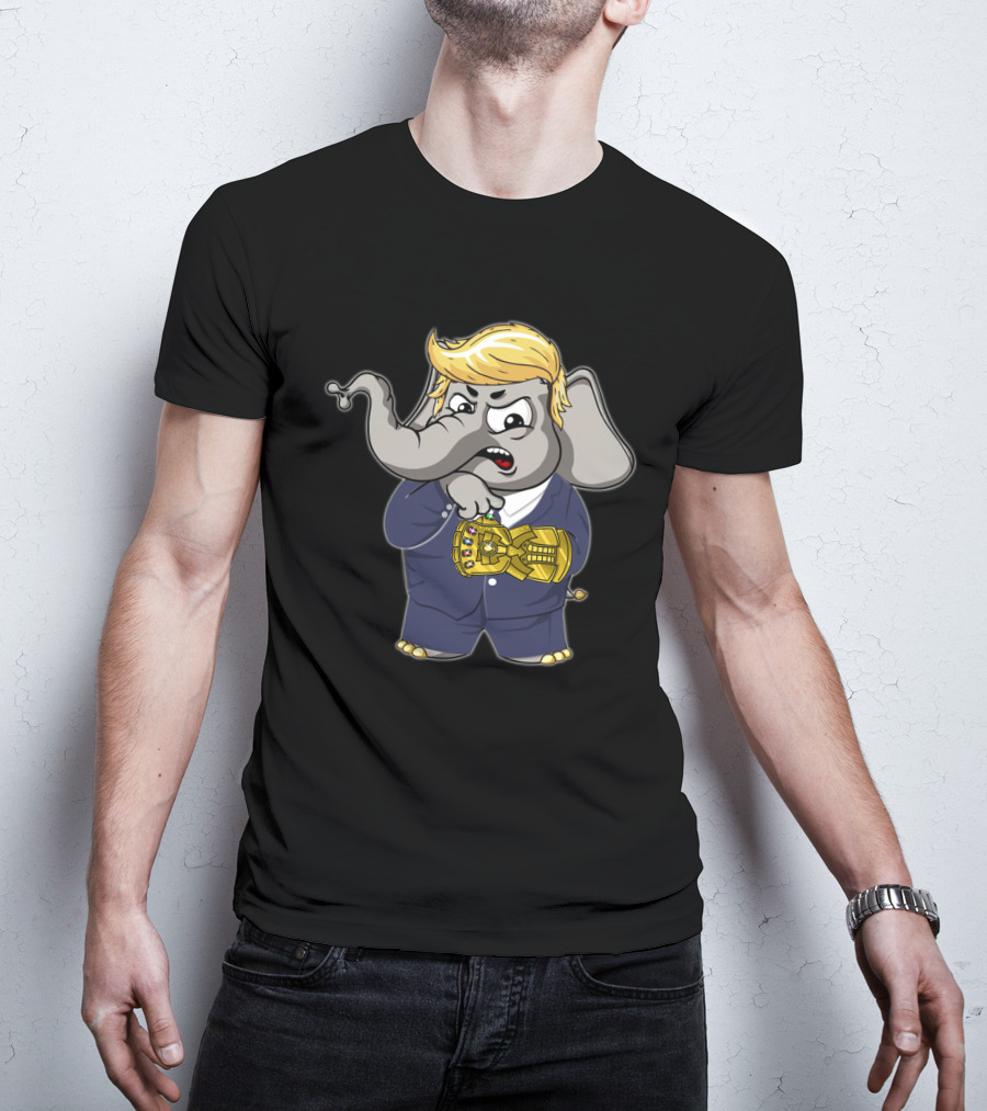 El Elephant Suit Blonde Hair Infinity Gauntlet T-Shirt