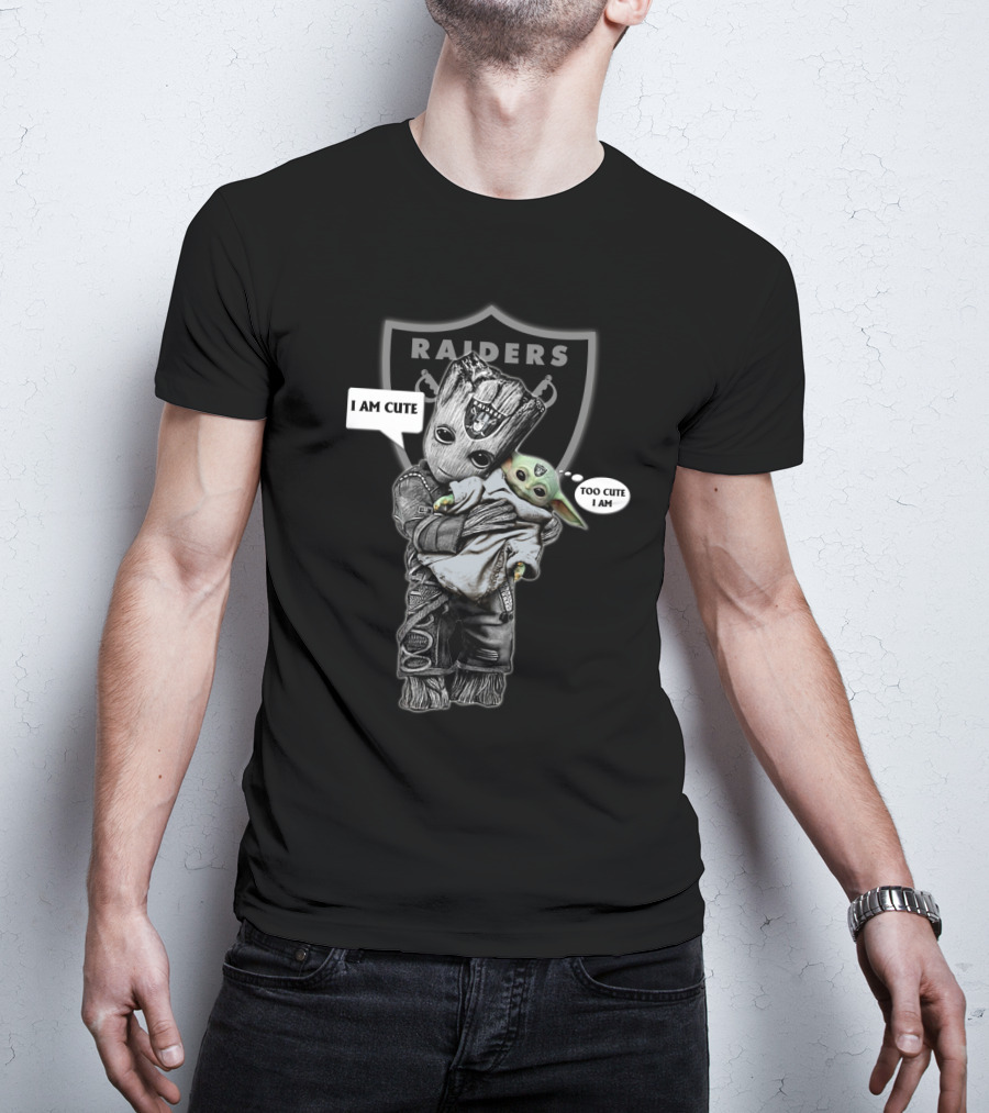 RAIDERS I AM CUTE TOO CUTE Yoda Groot NFL T-Shirt