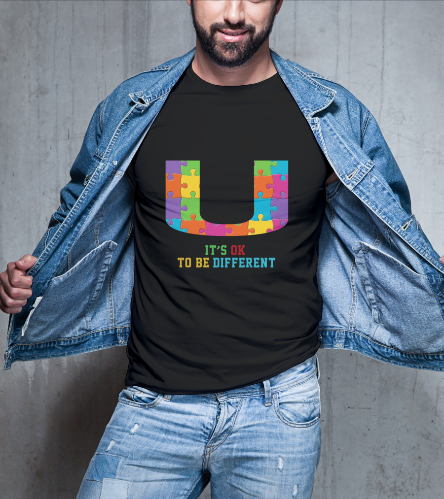 U It's Ok To Be Different Puzzle Pieces T-Shirt