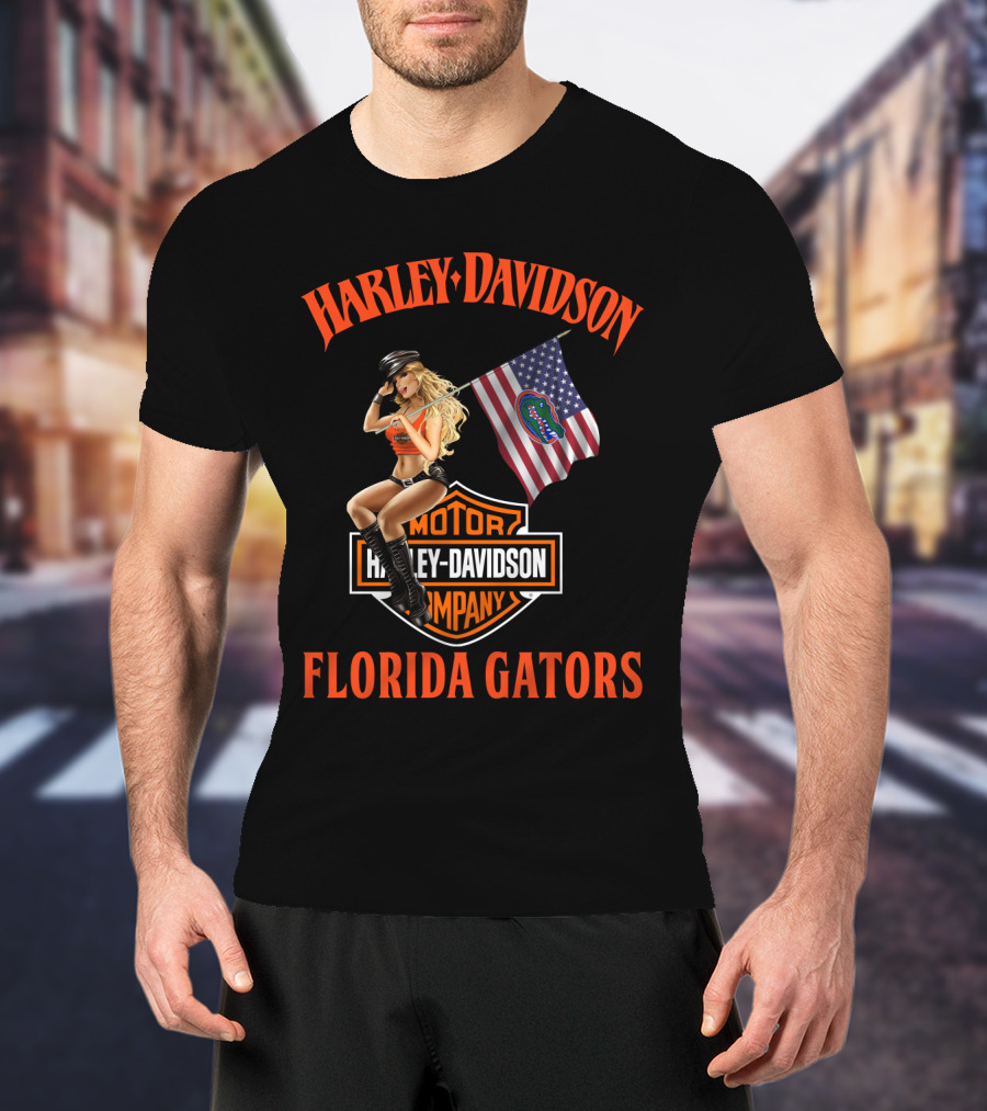 Harley Davidson Florida Gators American Flag T-Shirt