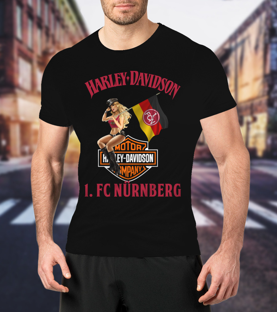 Harley Davidson 1. Fc Nürnberg Flag Motor Cycles Girl T-Shirt