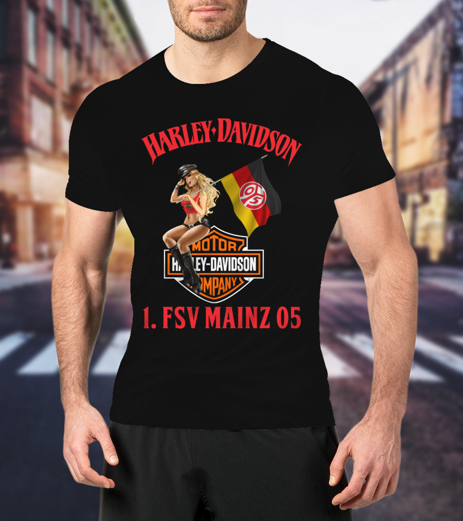 Harley Davidson 1. Fsv Mainz 05 Bundesliga Flag Girl T-Shirt