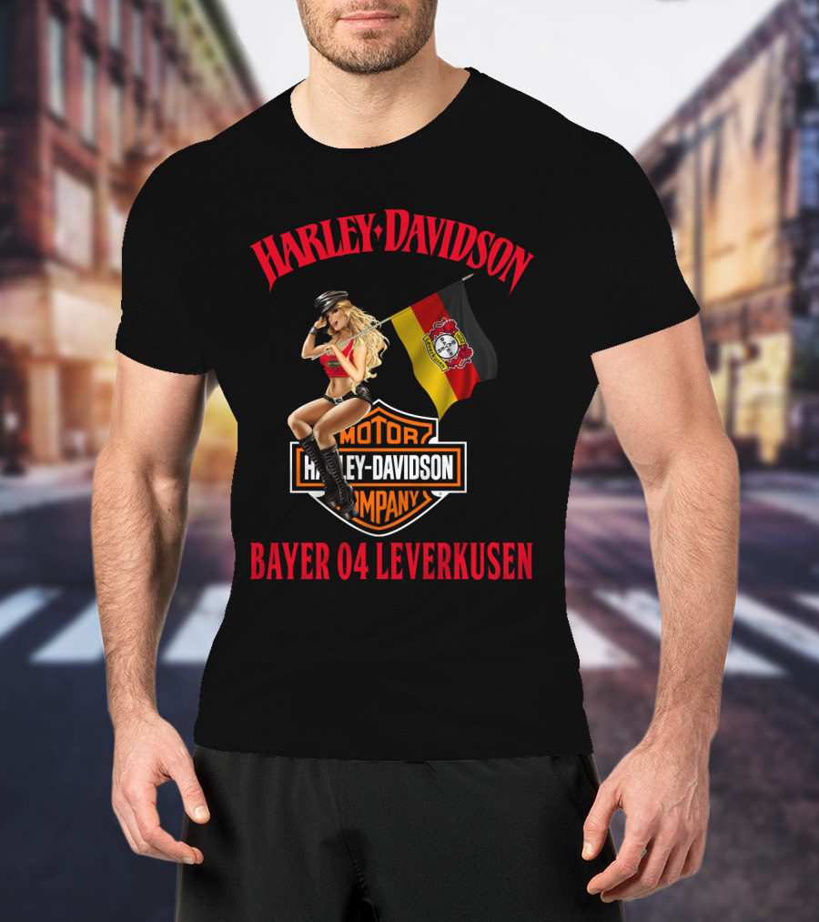 Harley Davidson Bayer 04 Leverkusen Motor Company Flag T-Shirt