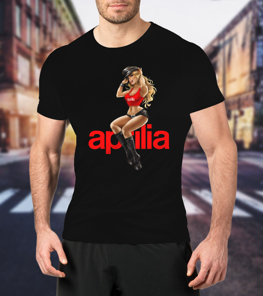 April 20 Aprilia Classic Pin-Up Moto Style Retro Collection T-Shirt