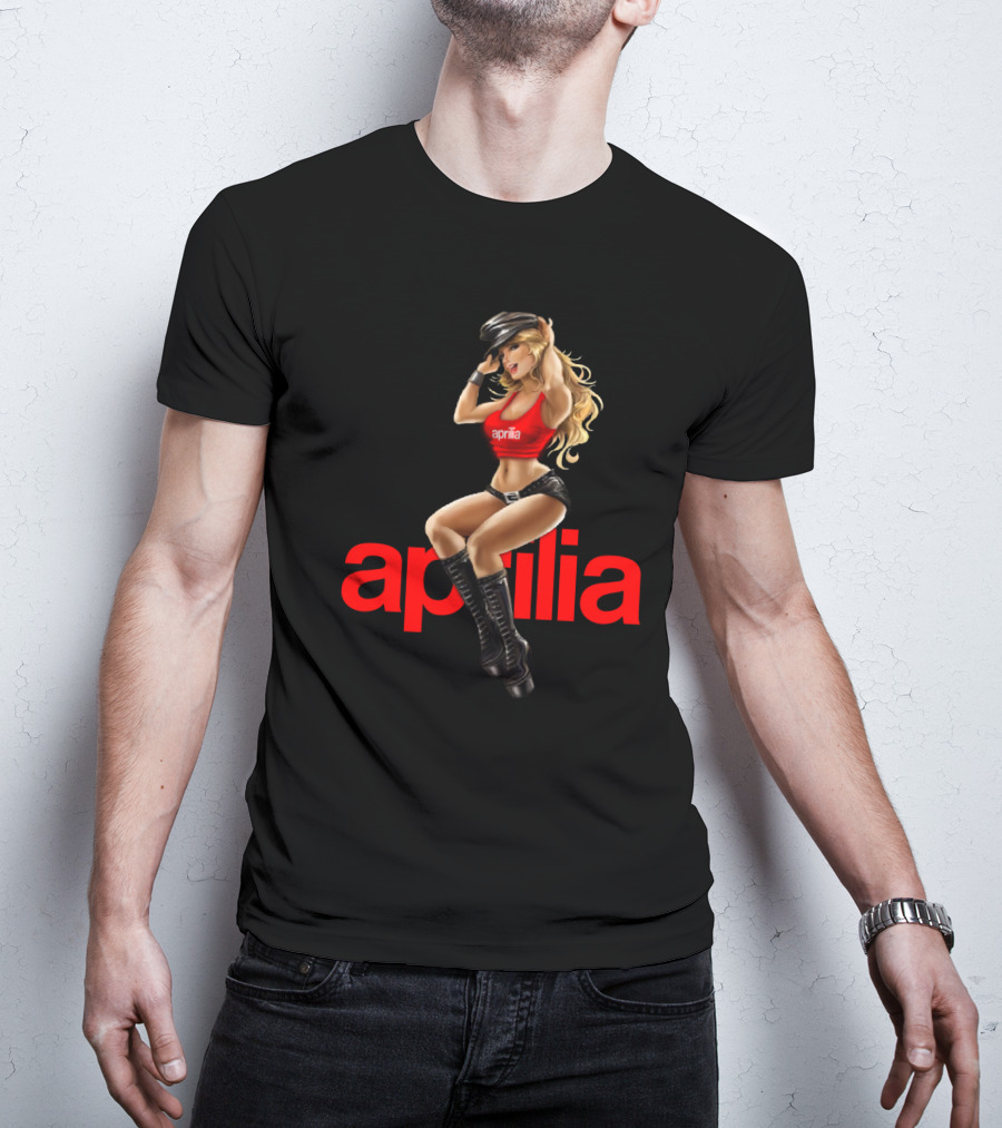 April 20 Aprilia Classic Pin-Up Moto Style Retro Collection T-Shirt