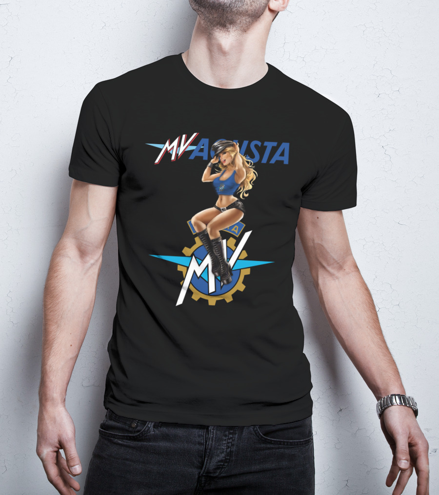 Mv Agusta Motorcycle Pin-Up Girl Graphic Dh T-Shirt