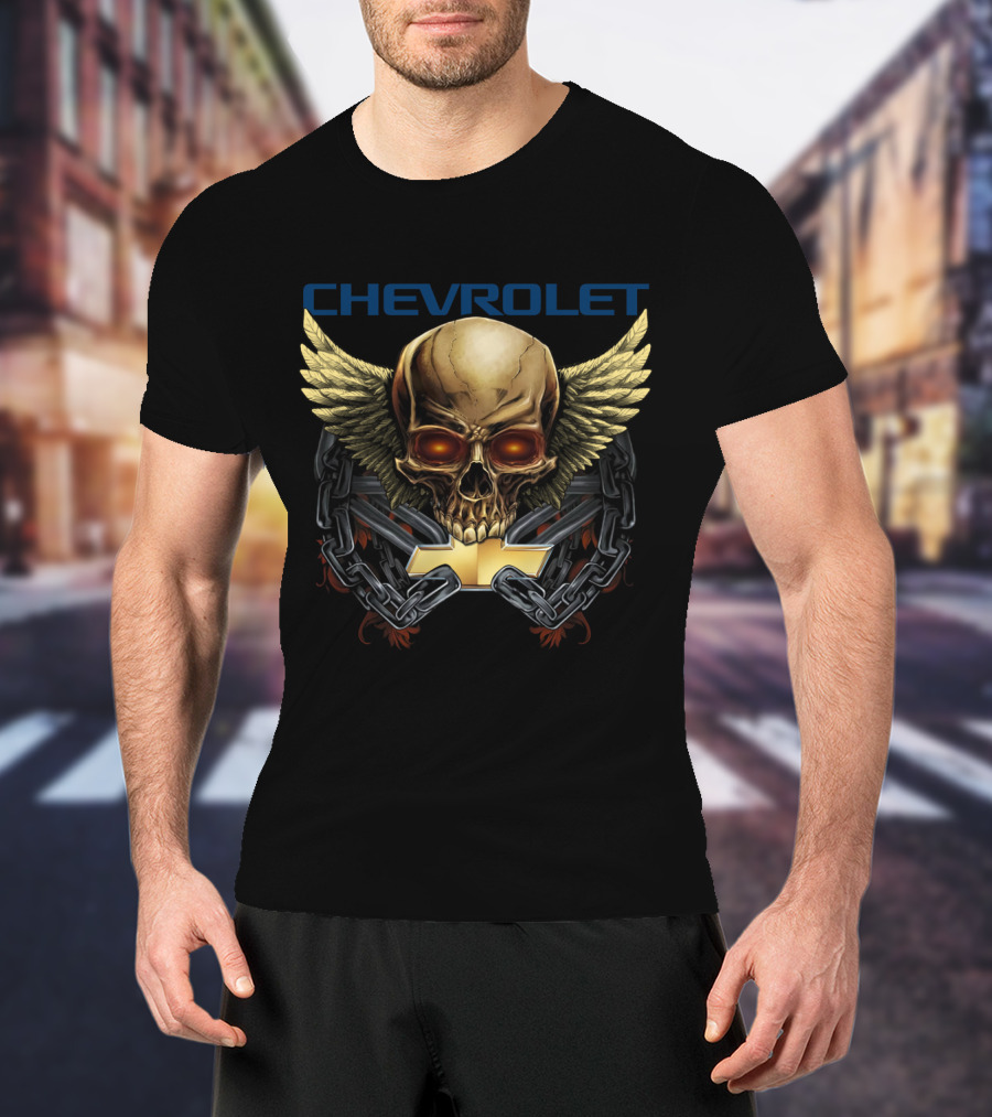 Chevrolet Winged Skull With Chains And Chevrolet T-Shirt