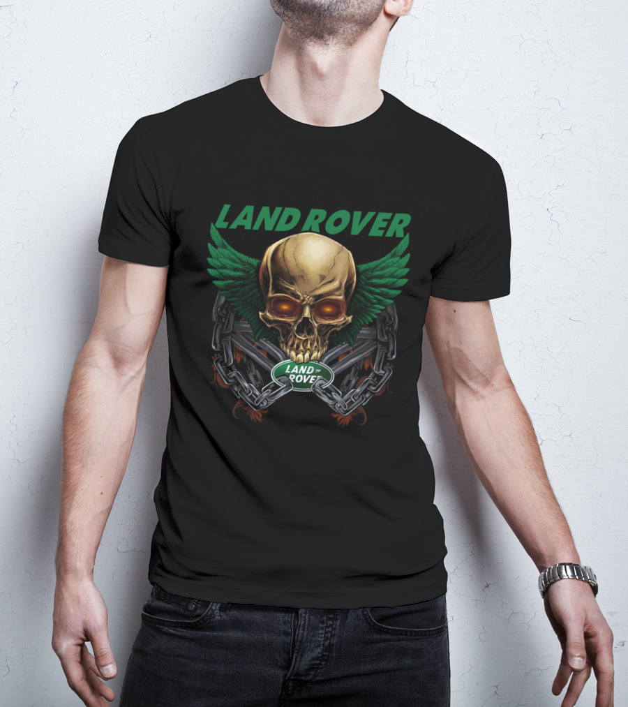 Land Rover Skull With Green Wings And Chains T-Shirt