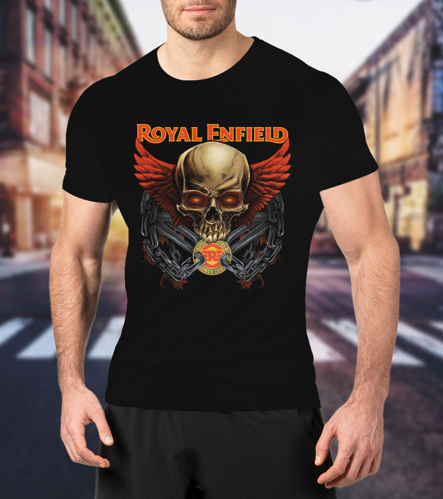 Royal Enfield Skull With Red Wings And Chains Since 1901 T-Shirt