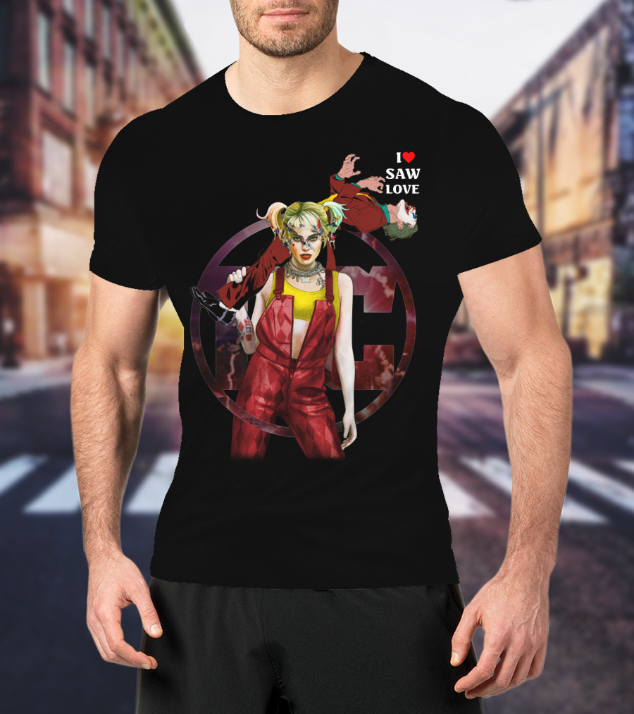 Harley Quinn Joker I Heart Saw Love T-Shirt