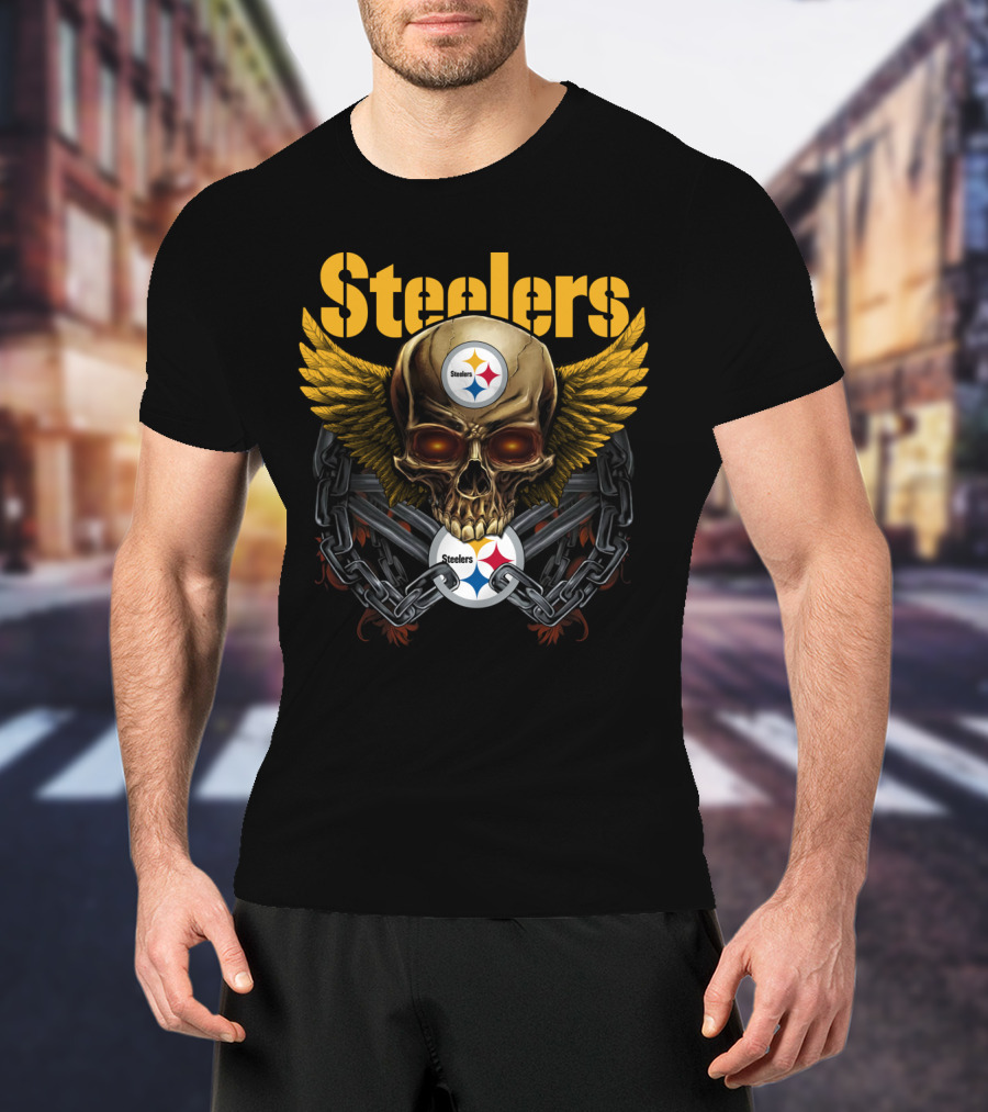Steelers Skull Wings Chain T-Shirt
